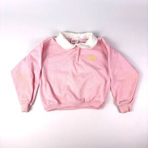 VTG 80s Health-Tex Collared Long Sleeve Shirt Girls Sz 6 Pink White Floral Yello